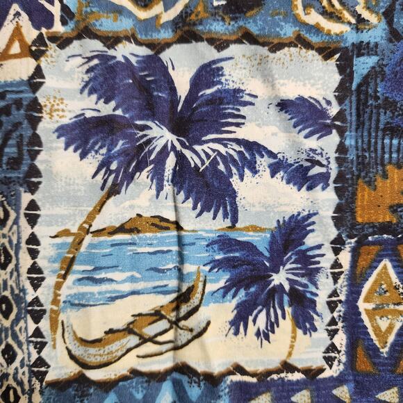 RJC Kalaheo hula girl outrigger turtle button front Hawaiian shirt men's size 2X - Picture 9 of 12